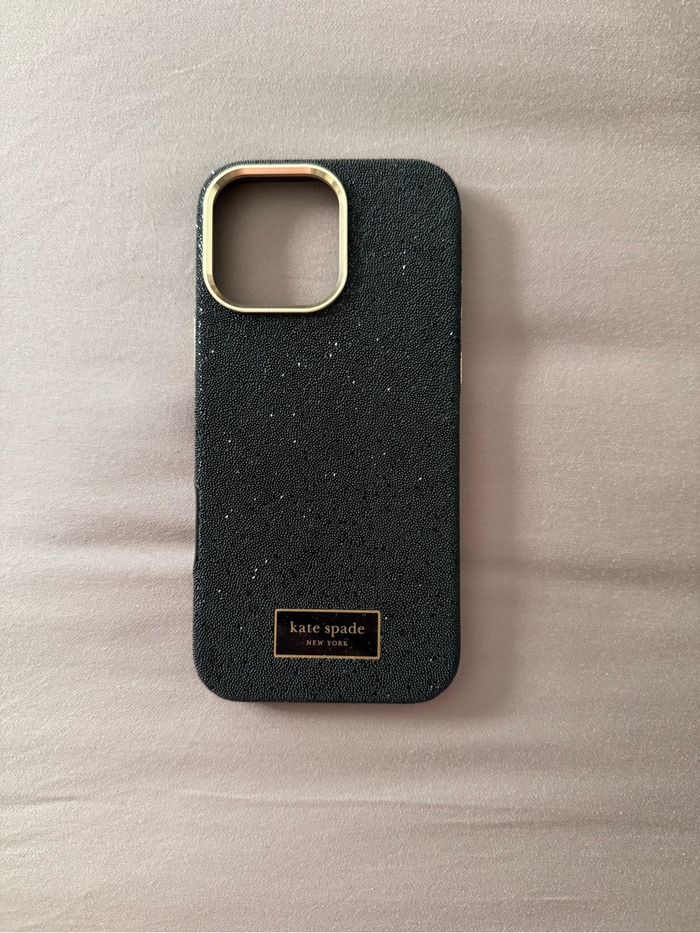 kate spade Black Glitter Phone Case with Gold Trim